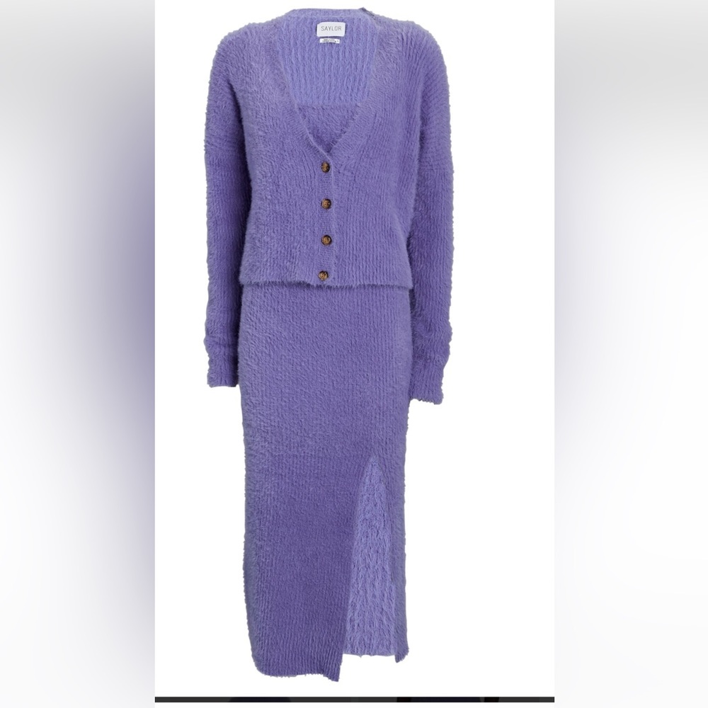 SAYLOR
Tiggy Rib Knit Three-Piece Set extra small purple